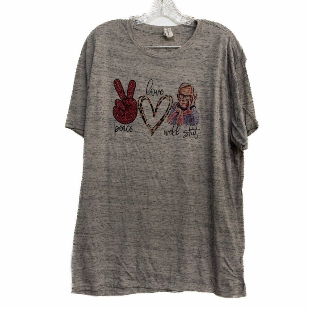 Threadfast Apparel Peace Love Well Shirt Mens Gray T-Shirt Short Sleeve Size XL